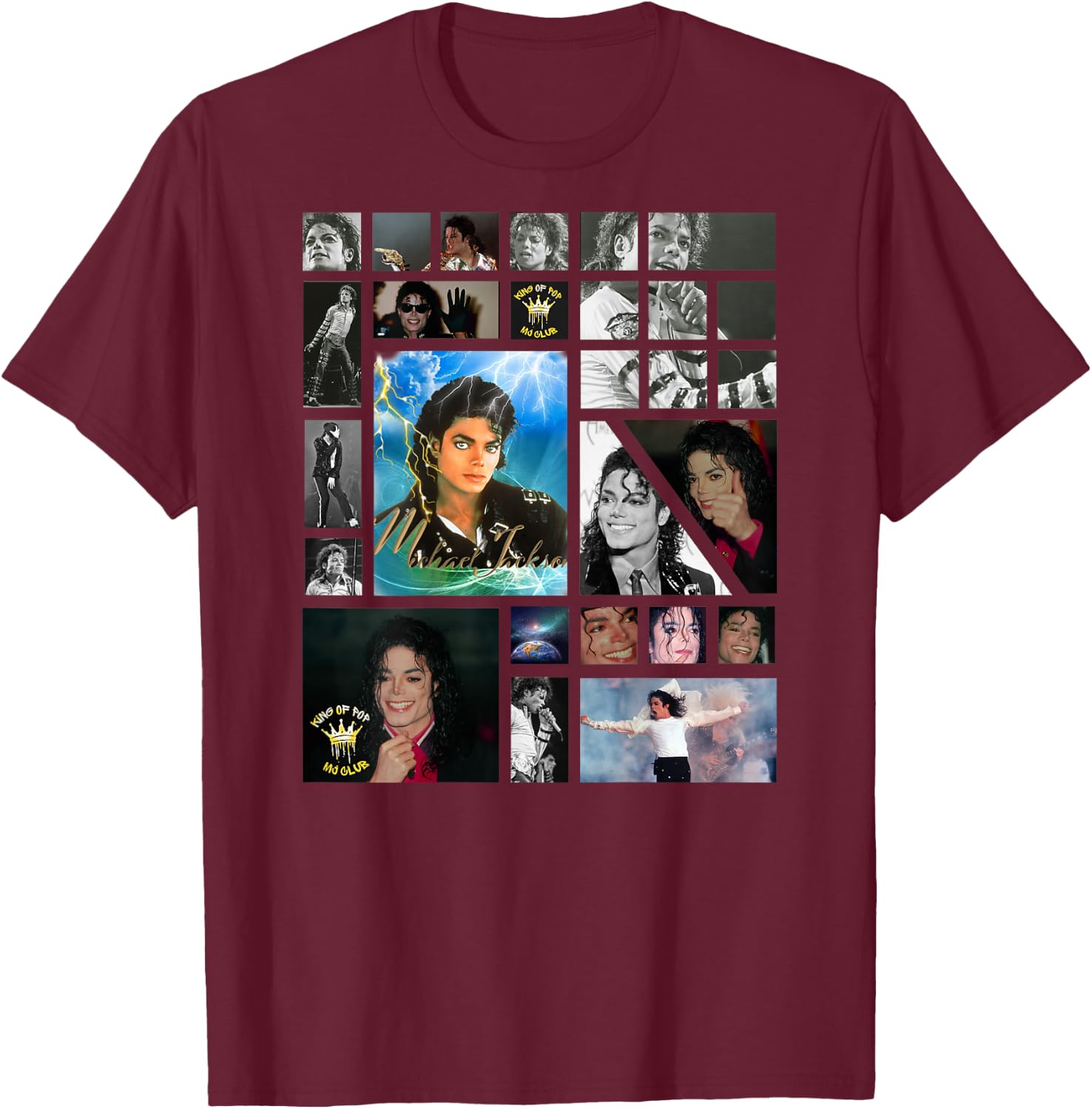 Michael Jackson_703_Back Printed T-Shirt - T-Shirt | Maroon