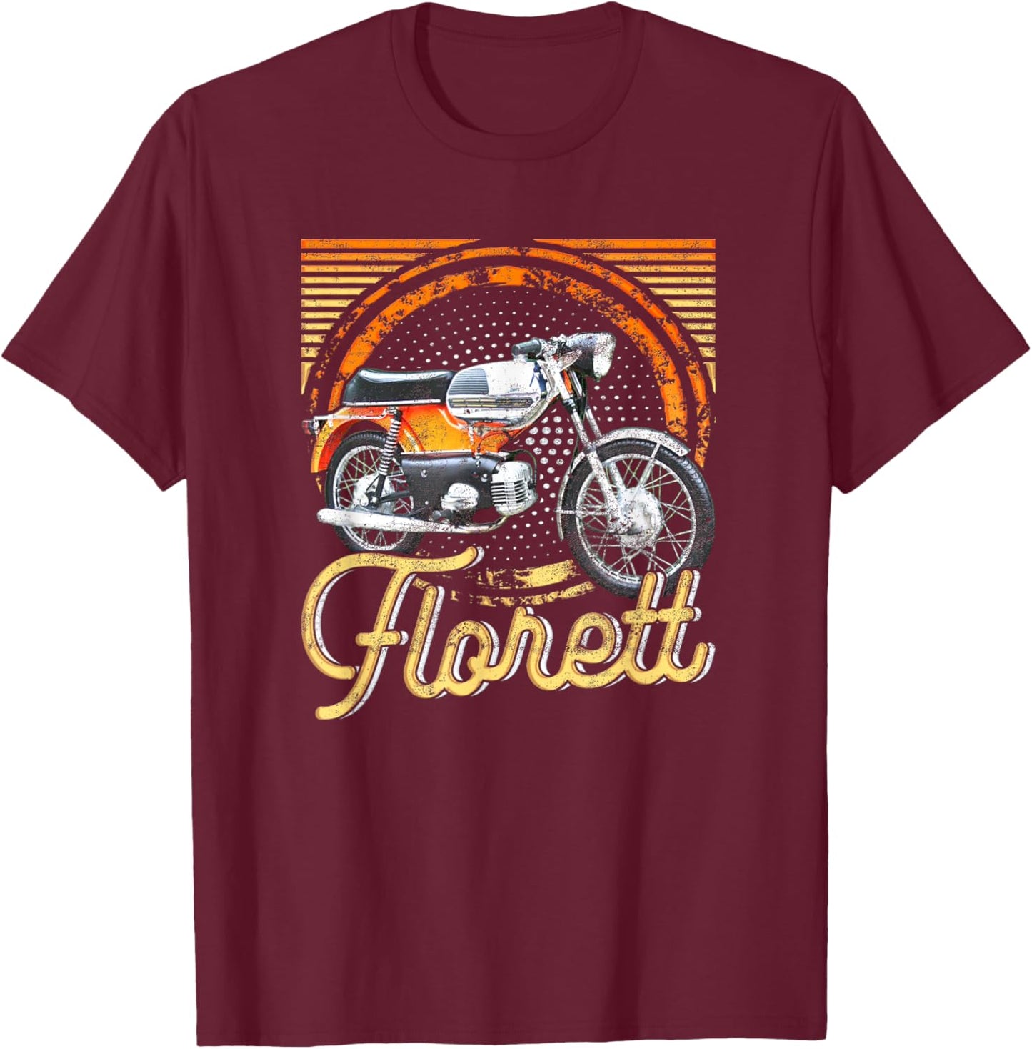 Kreidler Florett Moped Classic , black T-Shirt - T-Shirt | Maroon