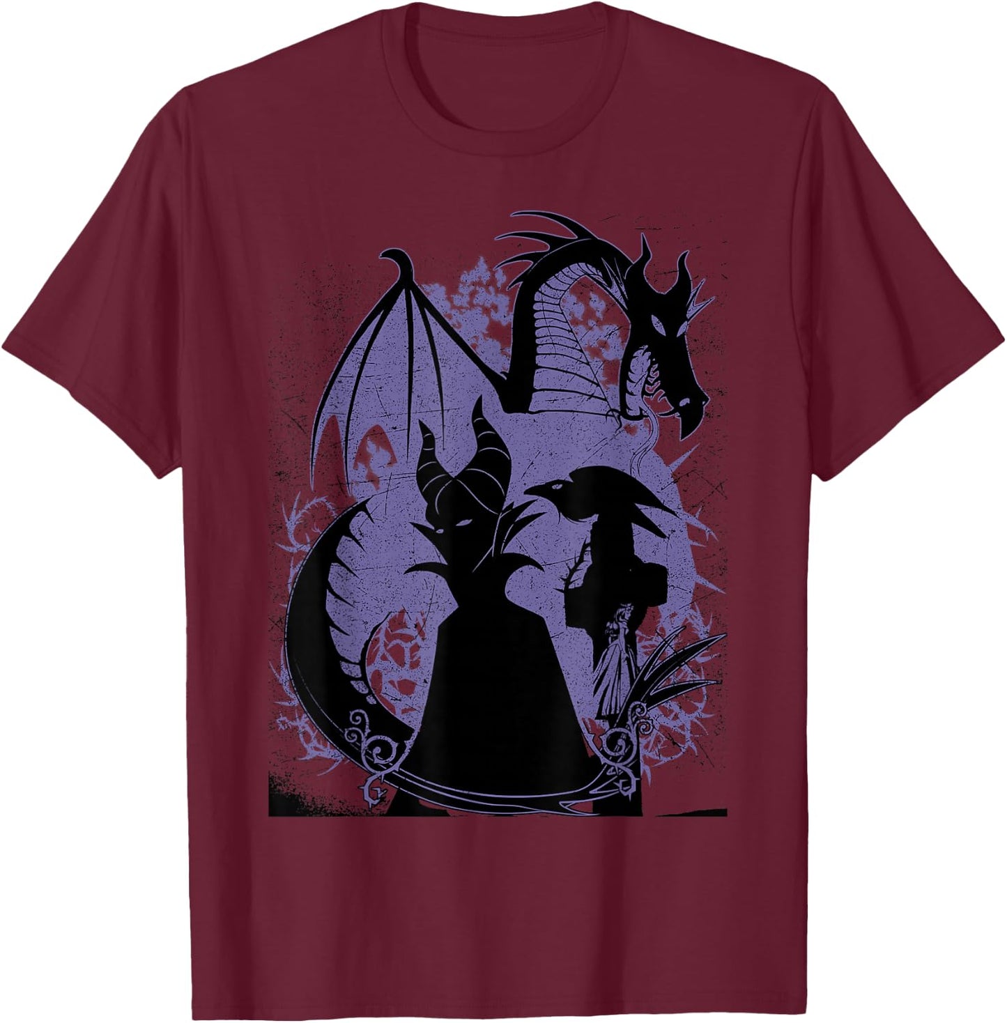 Disney Sleeping Beauty Maleficent Dragon Silhouette T-Shirt - T-Shirt | Maroon
