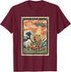Capybara Eating Ramen Great Wave UFO Alien T-Shirt - T-Shirt | Maroon