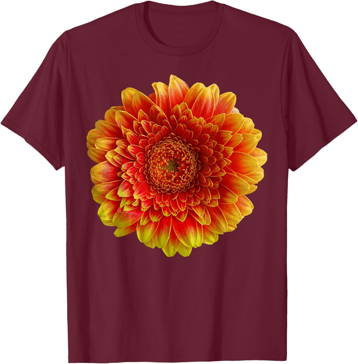 Red Orange Yellow Gerber Daisy Flower Blossom Gardener T-Shirt - T-Shirt | Maroon