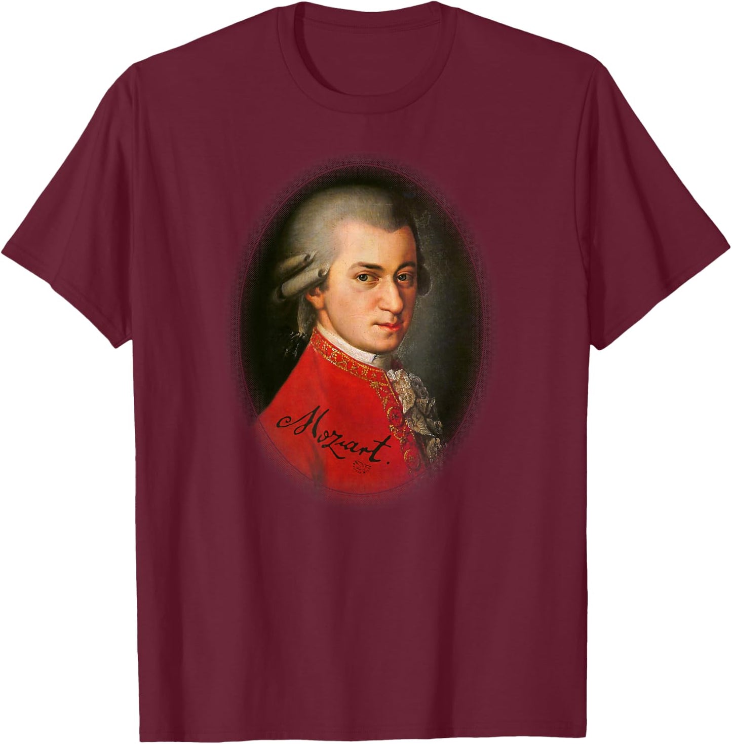 Mozart Portrait Classical Music Lover Vintage Art T-Shirt - T-Shirt | Maroon