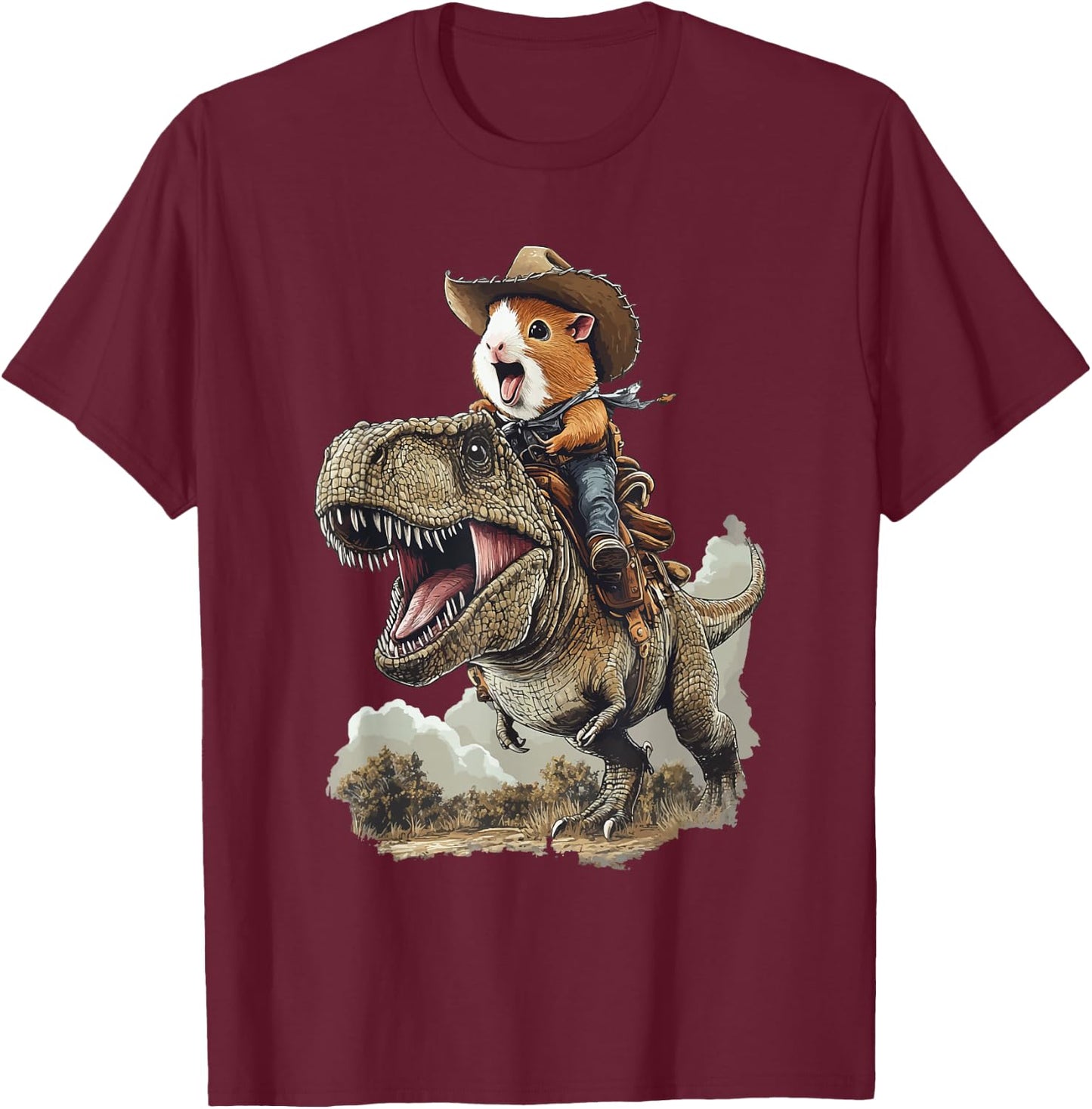 Guinea Pig Rex Cowboy T-Shirt - T-Shirt | Maroon