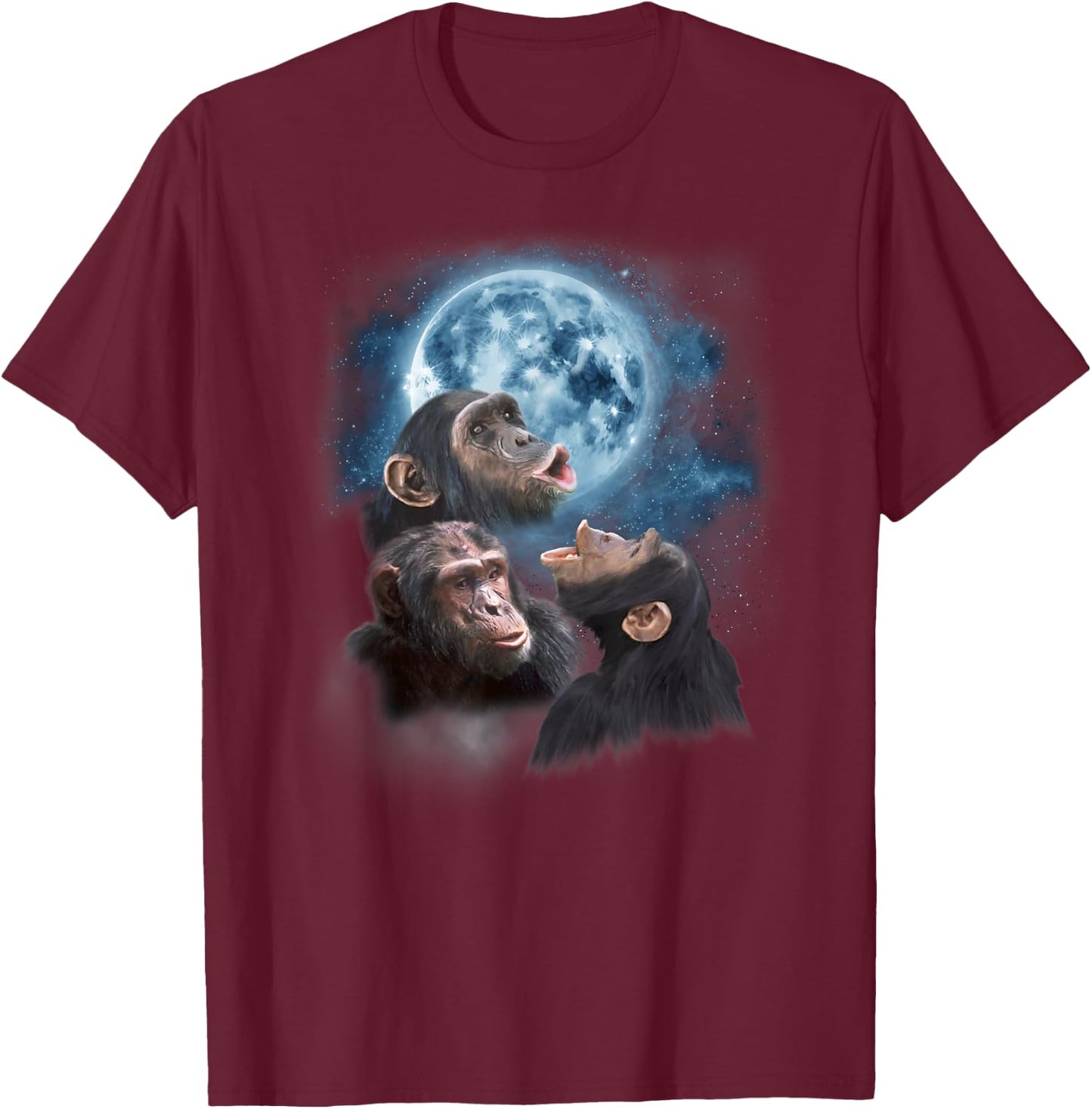 Howling at the Moon Shirt - Funny Chimpanzee Shirt - Chimp T-Shirt - T-Shirt | Maroon