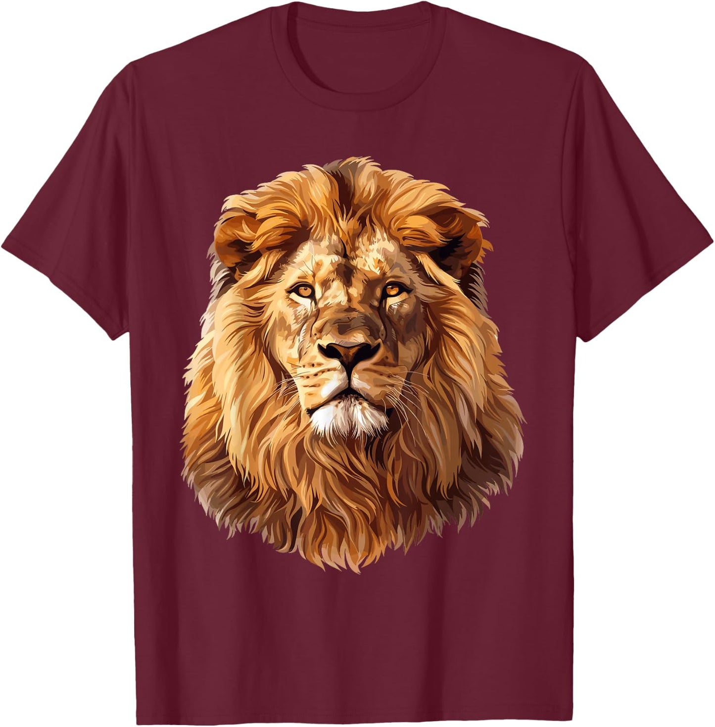 Lion , black T-Shirt - T-Shirt | Maroon