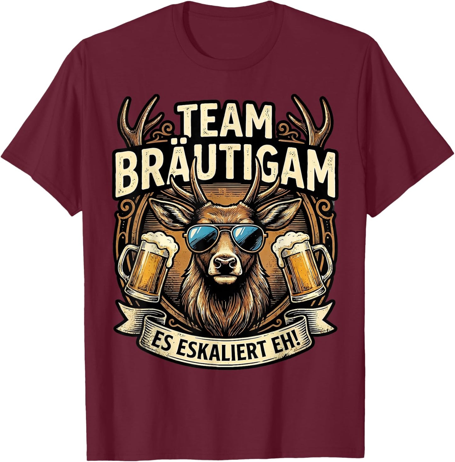 Junggesellenabschied Männer Polterabend Poltern JGA T-Shirt - T-Shirt | Maroon