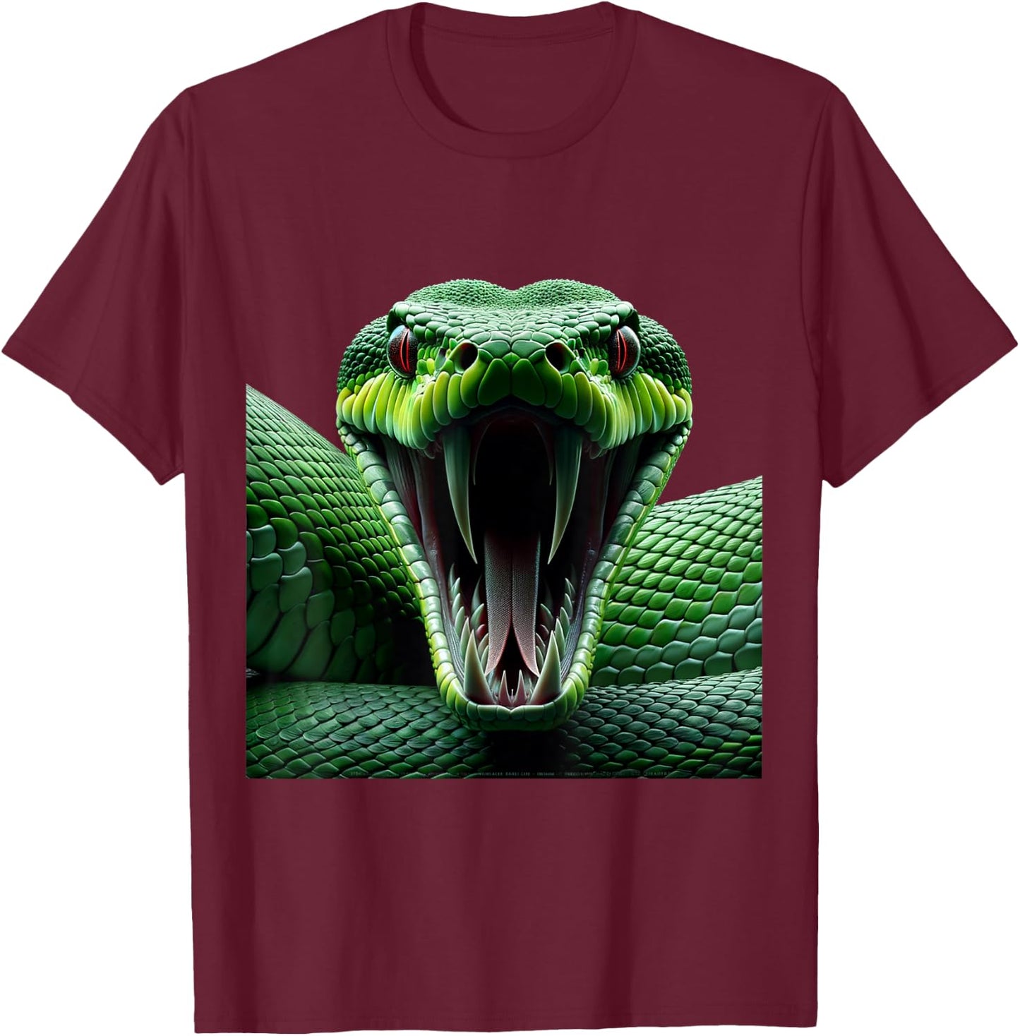 Green Anaconda Shirt Gothic Snake Venomous Serpent Reptile T-Shirt - T-Shirt | Maroon