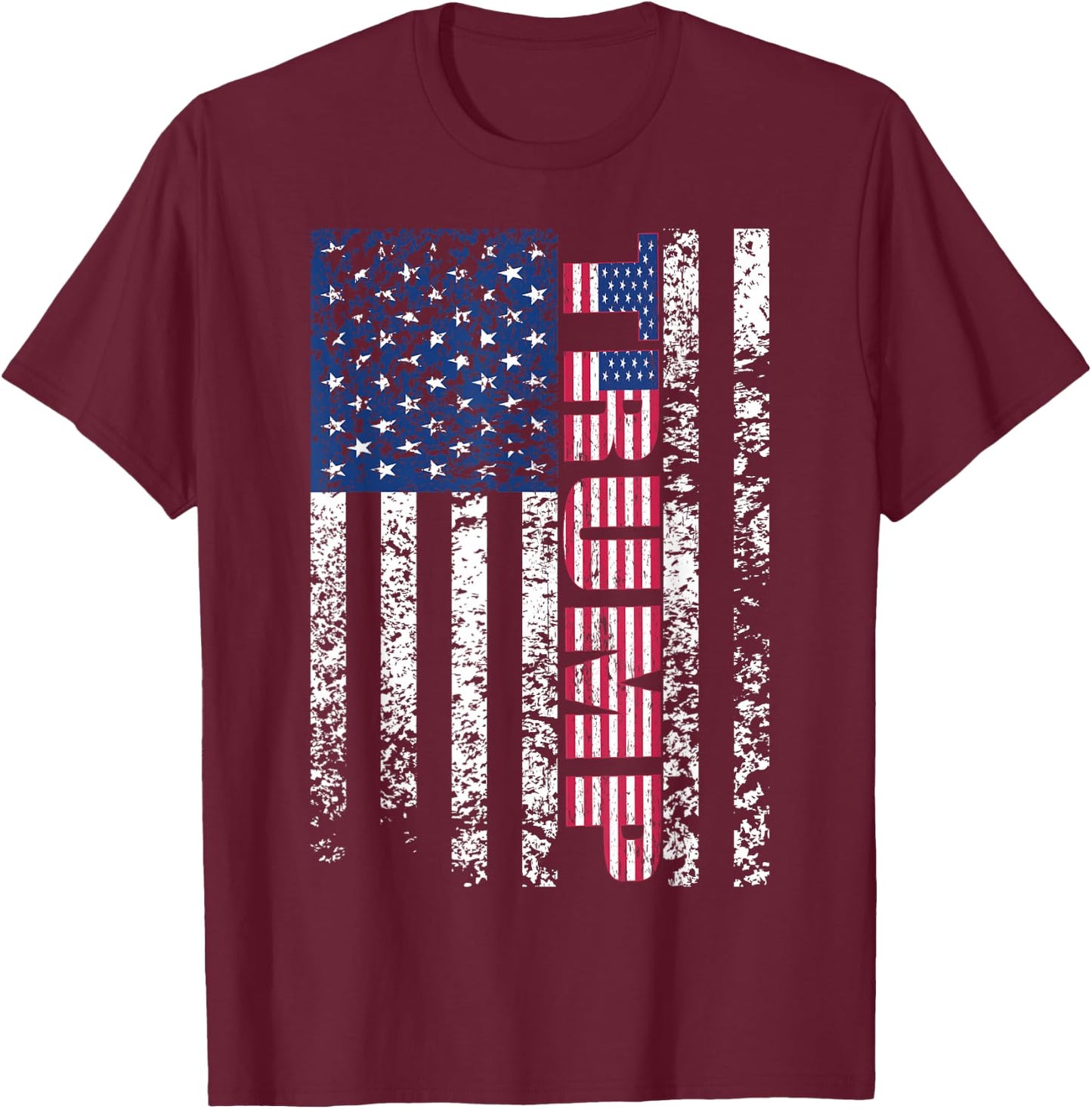 Trump Vintage Retro Distressed USA Flag American trump flags T-Shirt - T-Shirt | Maroon