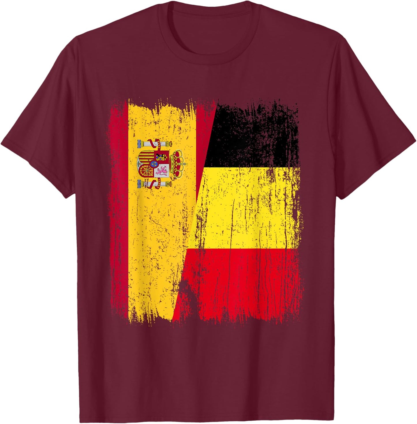 Espagne Belgique Demi Drapeau Espagne Belge Jersey T-Shirt - T-Shirt | Maroon