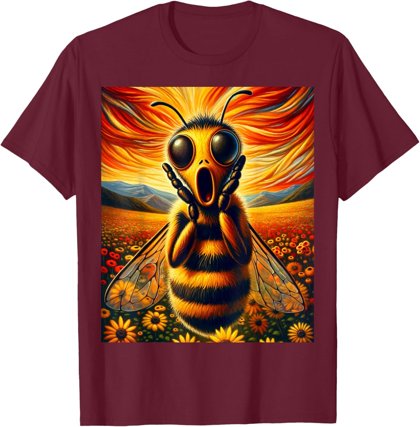 Artsy Product for Bee Lovers | Apiarist Artistic Bee T-Shirt - T-Shirt | Maroon