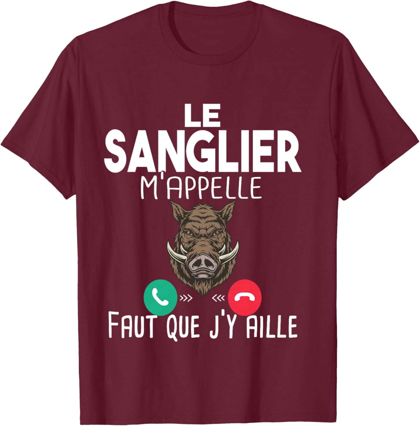 Boar Hunting Hunting Man Gift Humour Rifle Call Long Handle T-Shirt - T-Shirt | Maroon