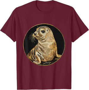 Seal Ocean Sea Animal Marine Mammal Motif Seal Lover T-Shirt - T-Shirt | Maroon