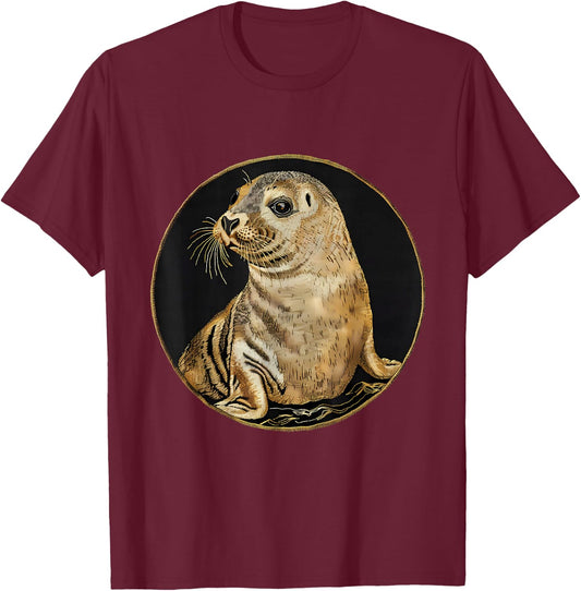 Seal Ocean Sea Animal Marine Mammal Motif Seal Lover T-Shirt - T-Shirt | Maroon