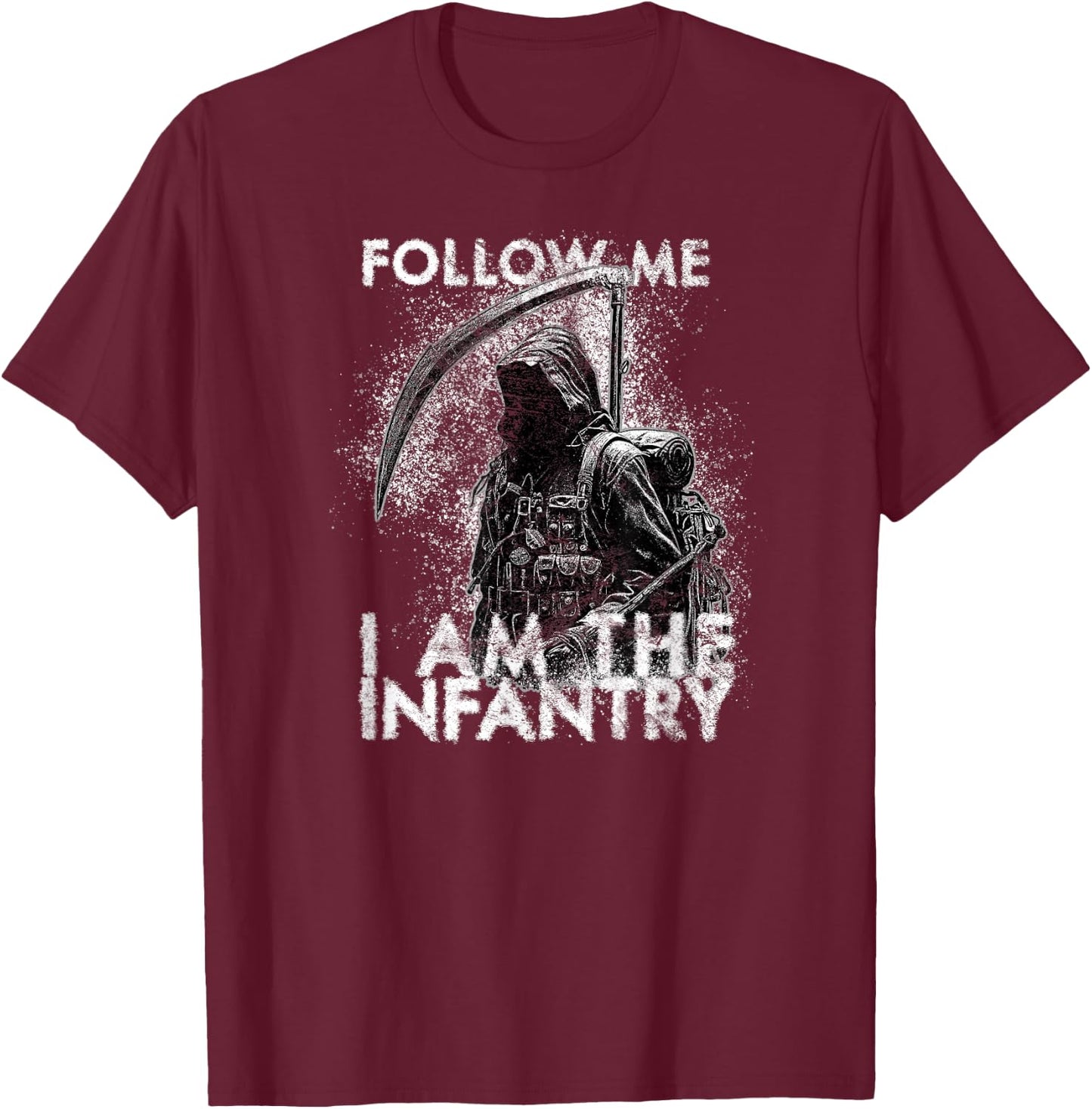 American Marauder: Infantry Grim Reaper Follow Me T-Shirt - T-Shirt | Maroon