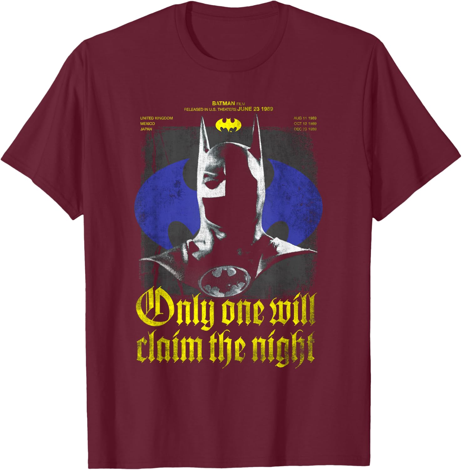 Batman 1989 Claim The Knight 85th Anniversary T-Shirt - T-Shirt | Maroon