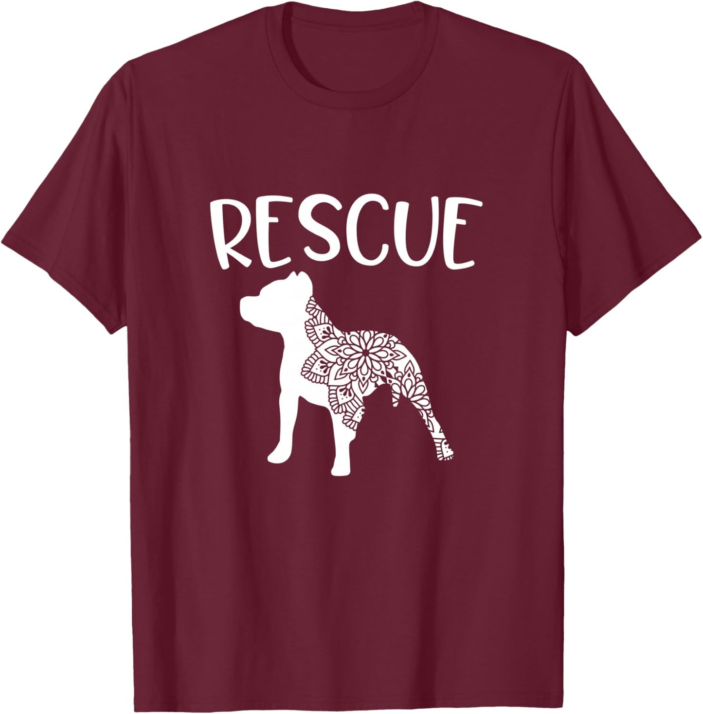 Rescue Pitbull Awareness Dog Adoption Pit Bull Dog Mandala T-Shirt - T-Shirt | Maroon