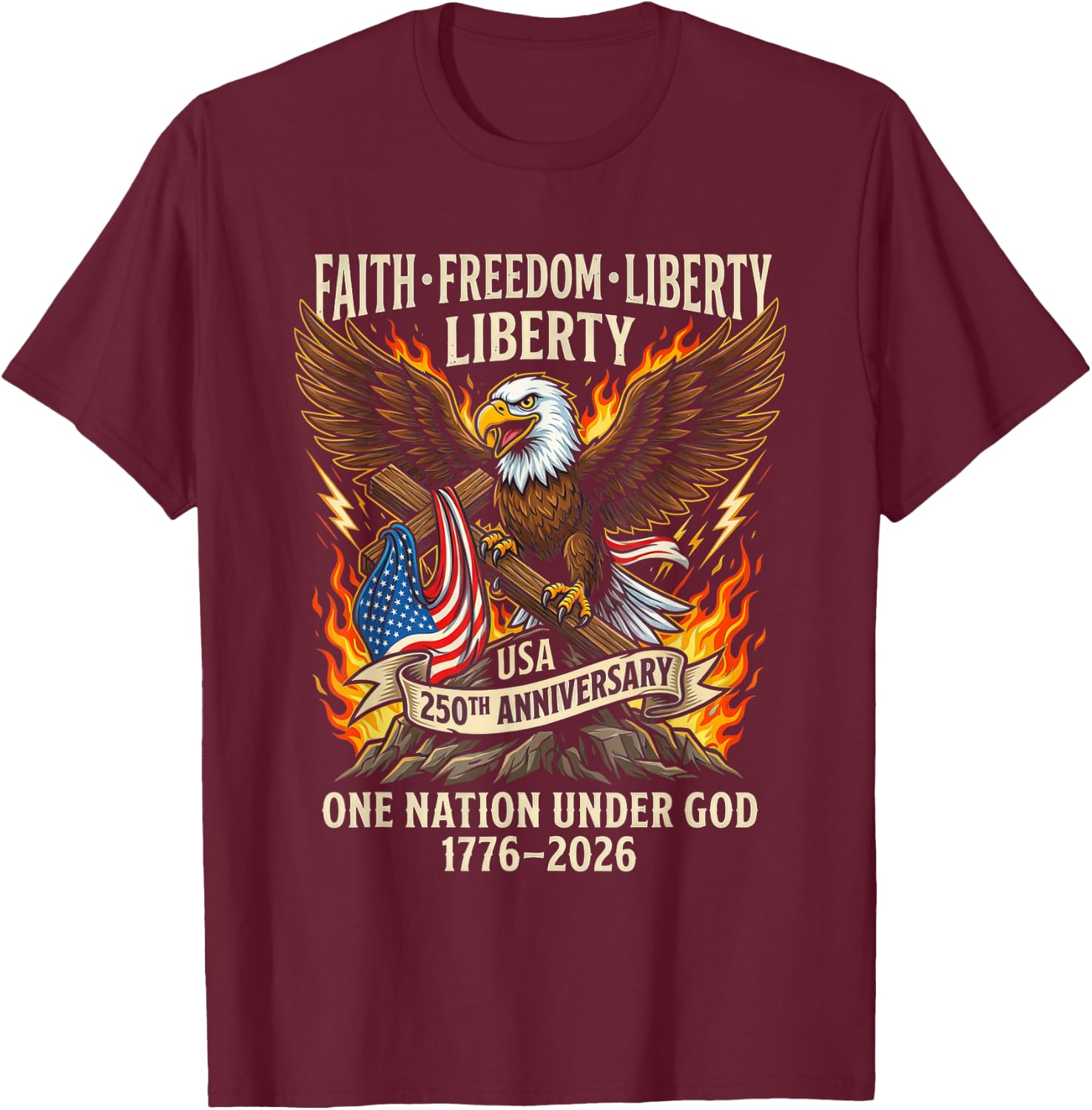 USA 250th Anniversary T-Shirt - T-Shirt | Maroon