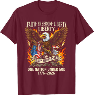 USA 250th Anniversary T-Shirt - T-Shirt | Maroon