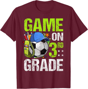 Game On 3rd Grade Soccer Back To School Boy Girl Kids Gift T-Shirt - T-Shirt | Maroon