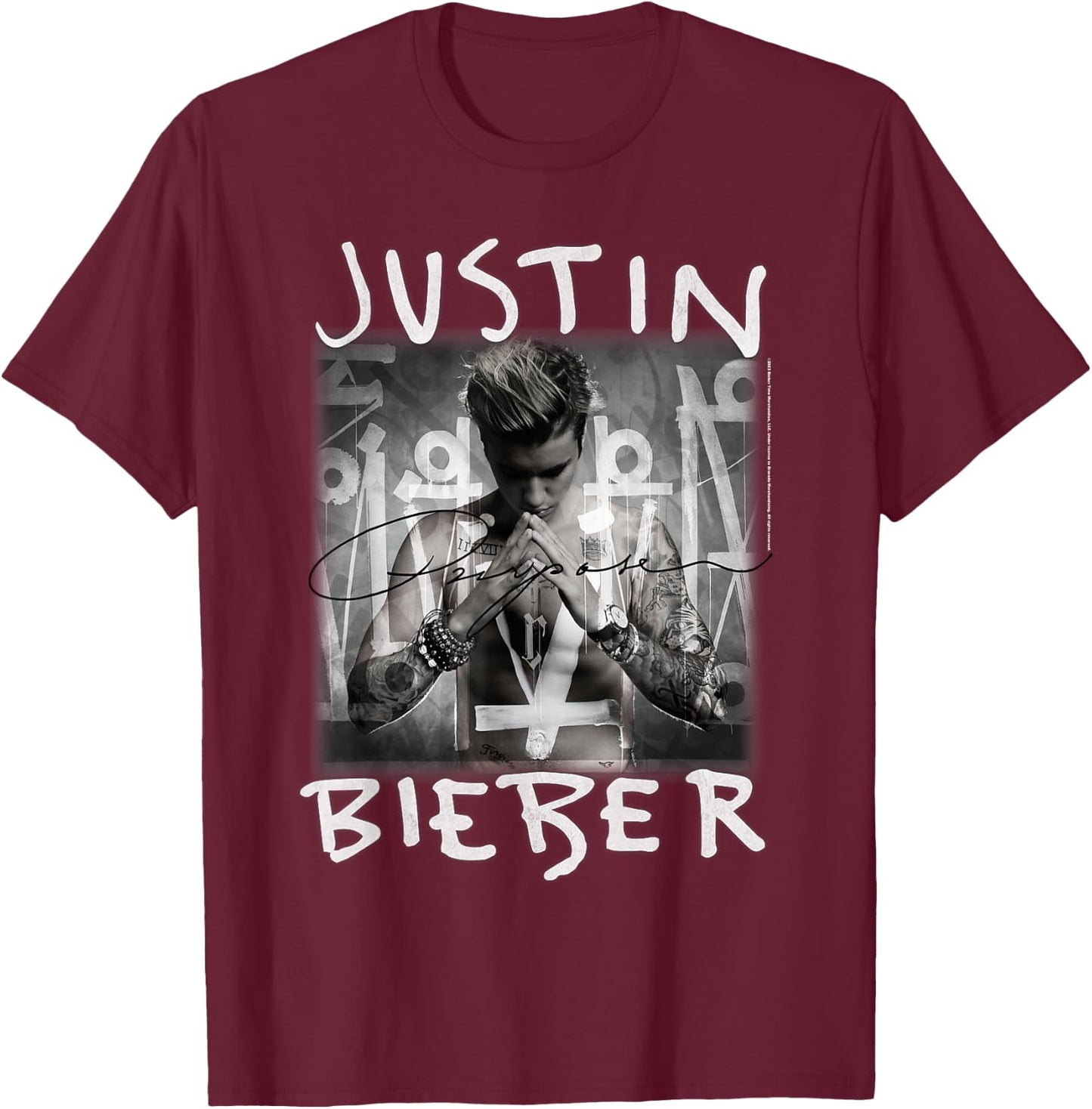 Justin Bieber Purpose Album Cover by Rock Off T-Shirt - T-Shirt | Maroon
