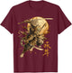 Japanese Art Cat Ninja Ukiyo-e Anime Style Samurai Cat , Black, S T-Shirt - T-Shirt | Maroon