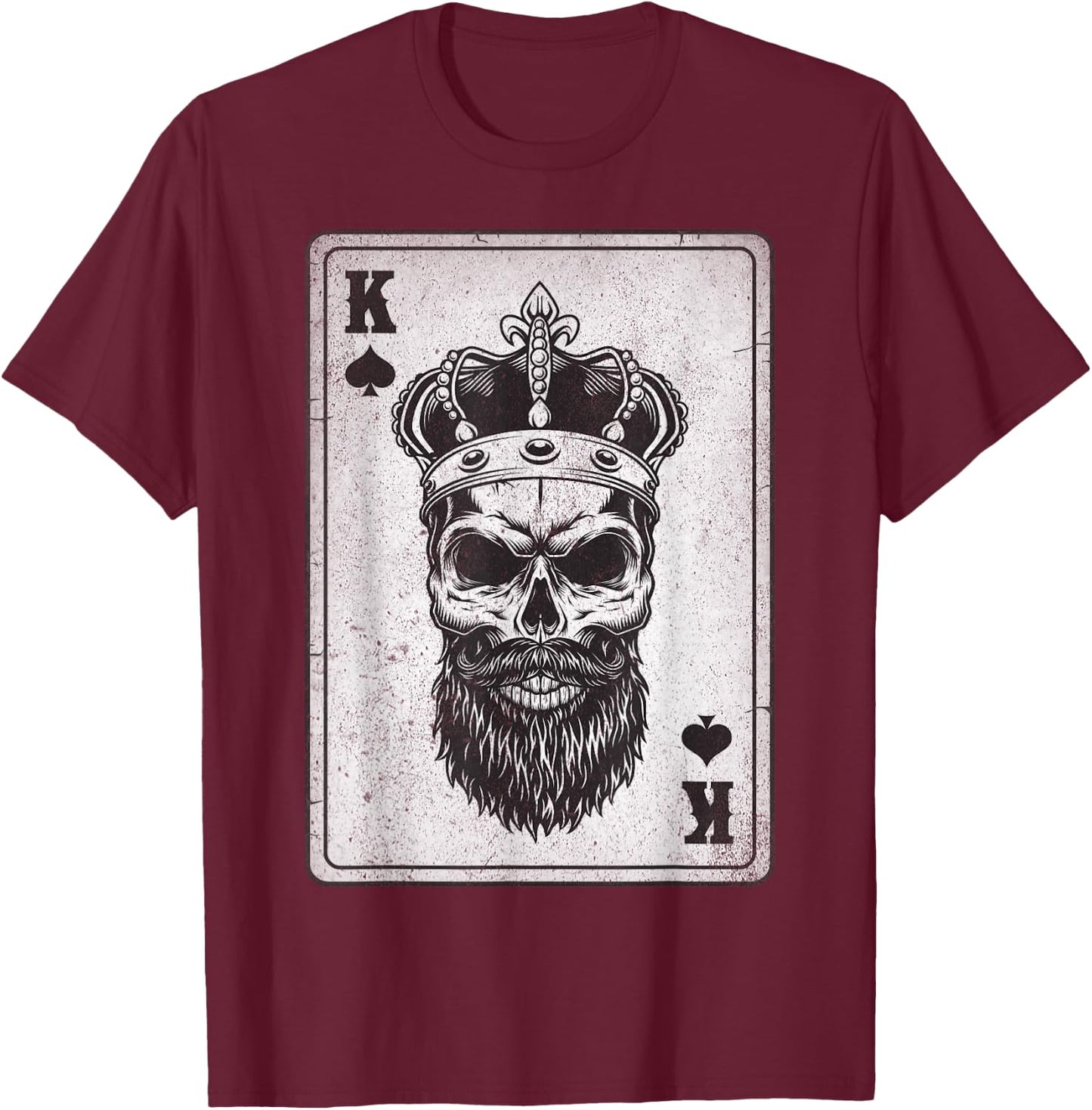 King Skull and Queen – 2/2 Karte mit Herzen, bündig T-Shirt - T-Shirt | Maroon