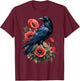 Raven Red Flowers Floral T-Shirt - T-Shirt | Maroon