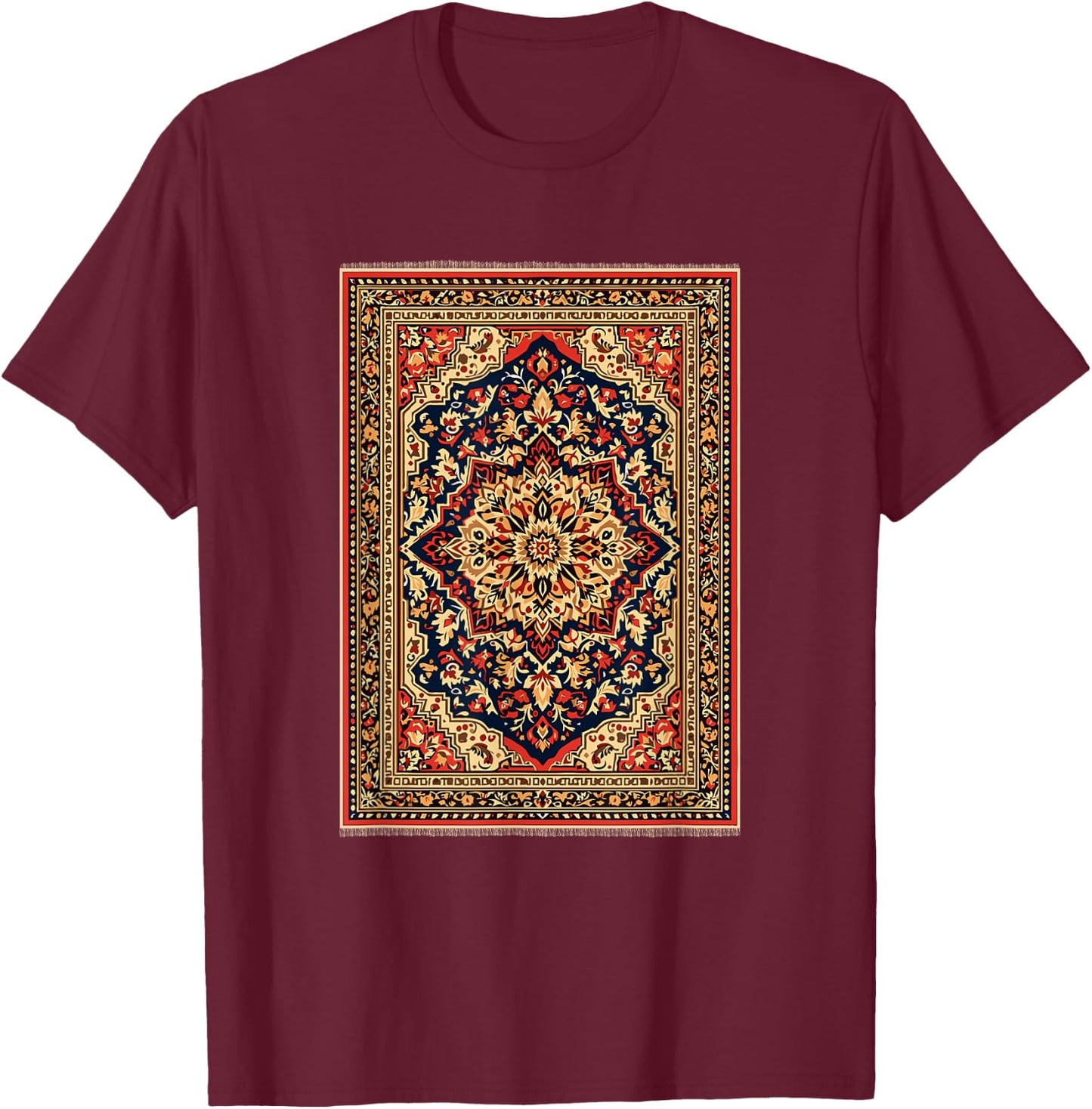 Persian Rug Persian Carpet And Men Persian Rug T-Shirt - T-Shirt | Maroon