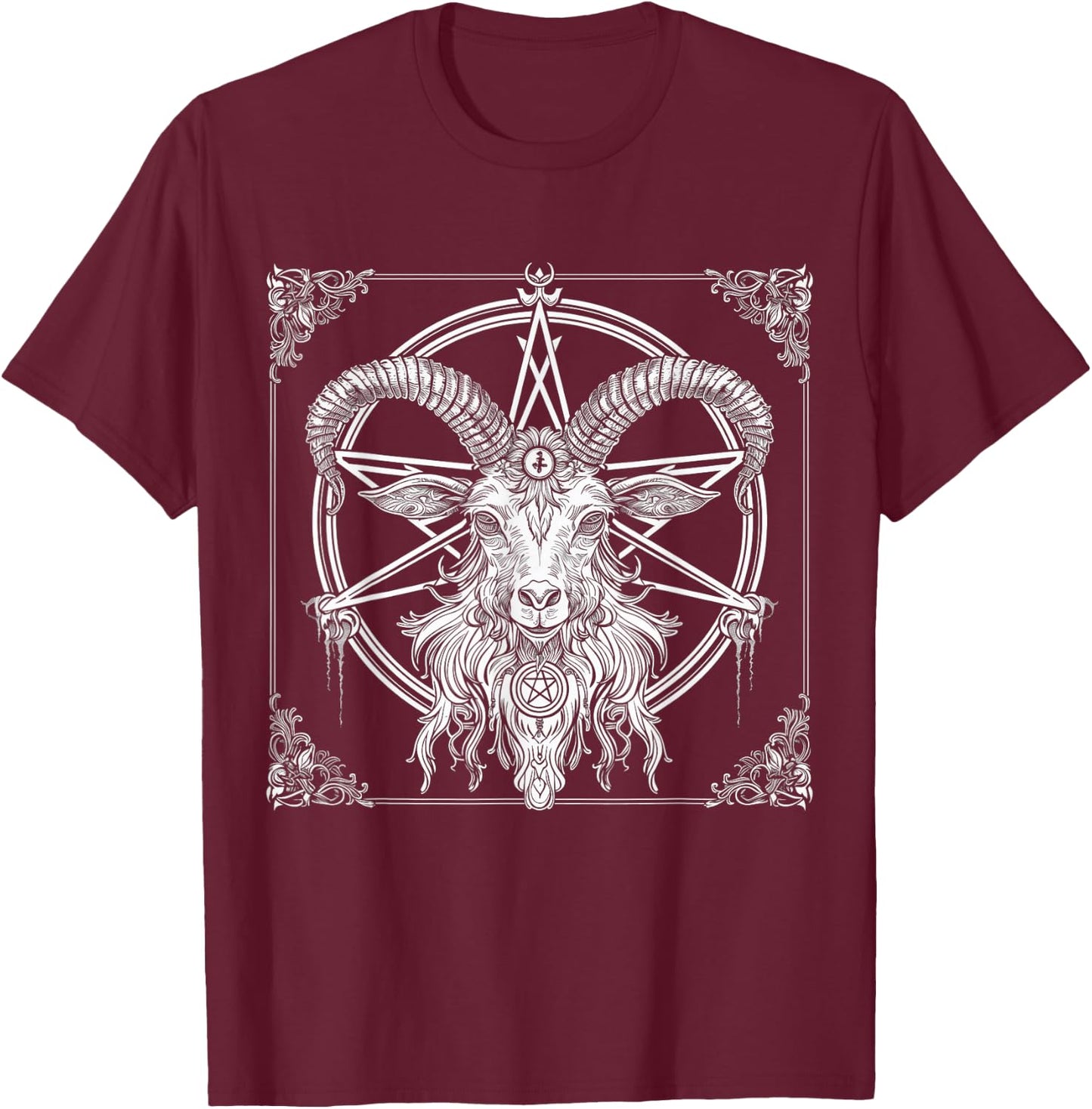 Baphomet Goat Satanist Halloween Metal Head Satanism T-Shirt - T-Shirt | Maroon