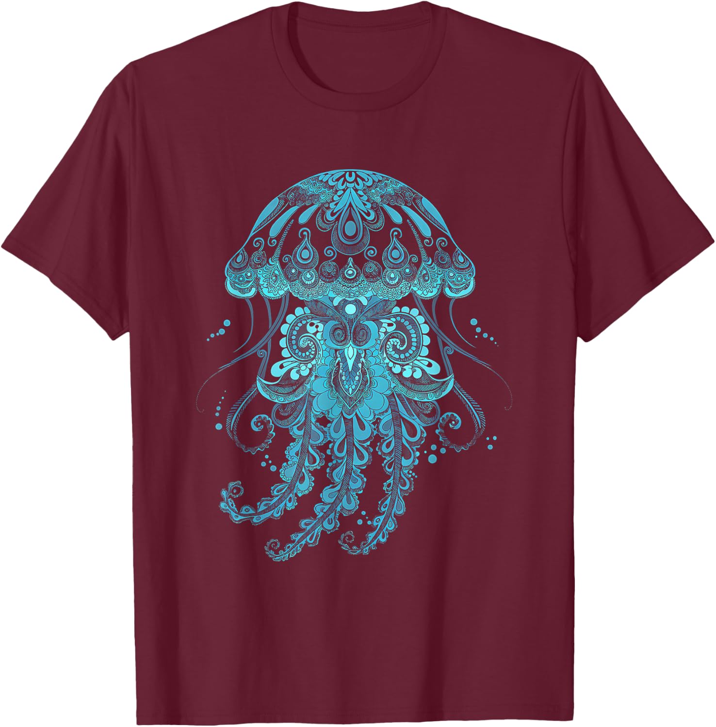 Mandala Jellyfish T-Shirt - T-Shirt | Maroon