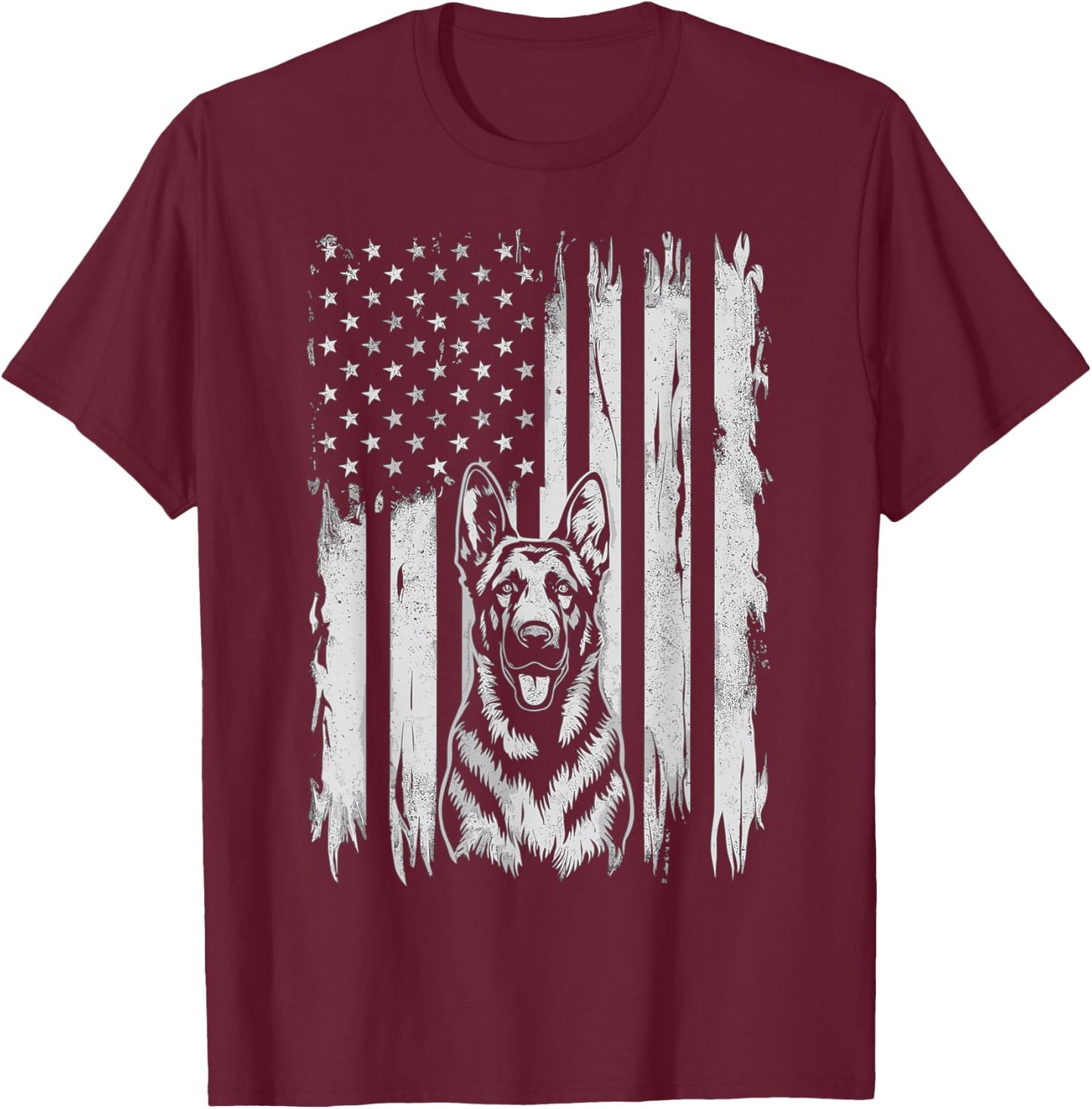Patriotic German Shepherd 4th Of July Shepherd T-Shirt - T-Shirt | Maroon