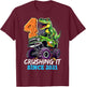 4th Birthday Monster Truck Dinosaur Party Boys Rawr I'm 4 T-Shirt - T-Shirt | Maroon