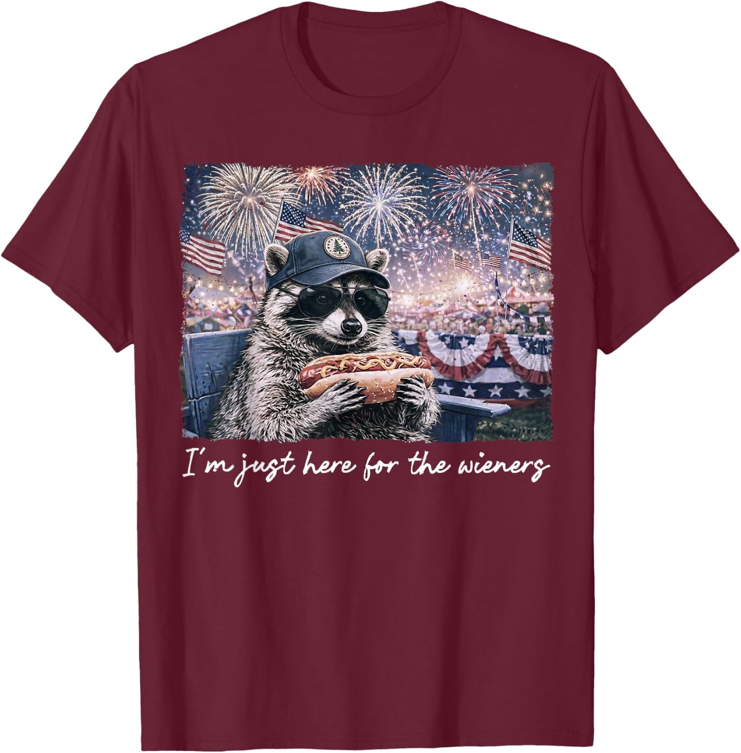 Funny Raccoon I'm Just Here for The Wieners Women T-Shirt - T-Shirt | Maroon