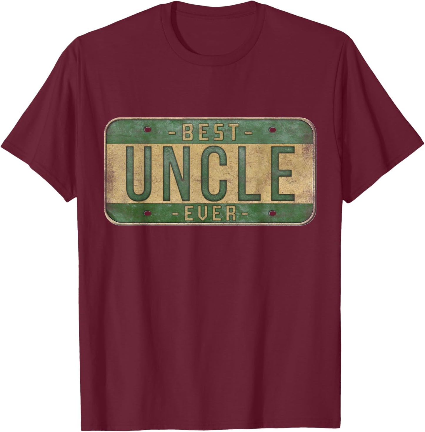 Best Uncle Ever Vintage Car Plate Father's Day Brother T-Shirt - T-Shirt | Maroon