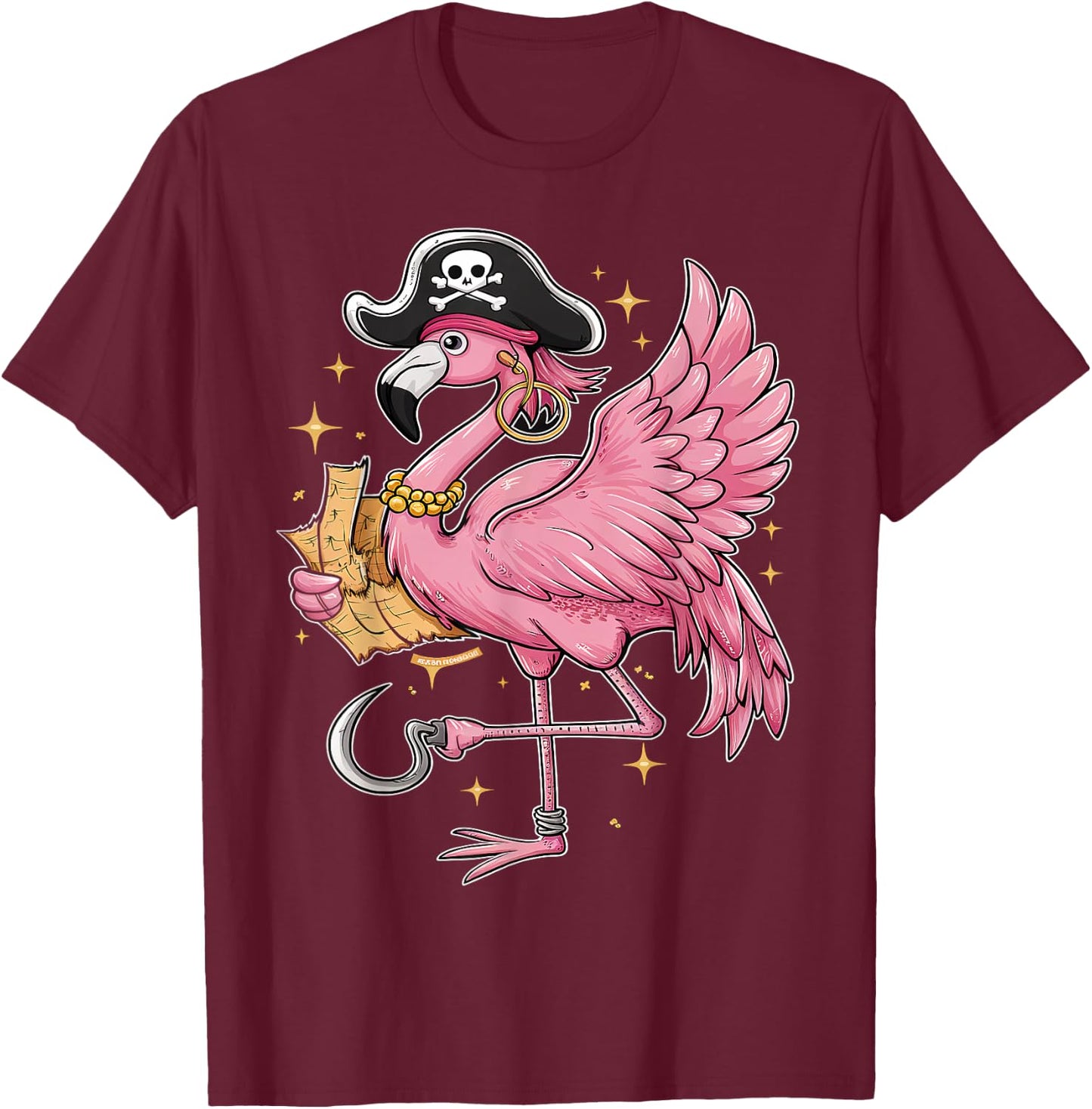 Pirate Pink Flamingo Halloween Party Girls women T-Shirt - T-Shirt | Maroon