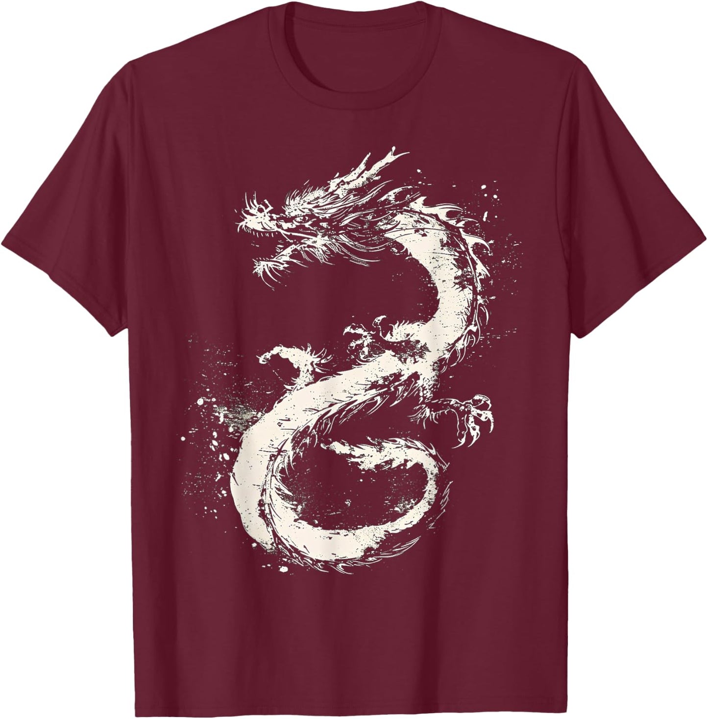 Dragon Drawing Painting Animal Art Graphic Dragon T-Shirt - T-Shirt | Maroon