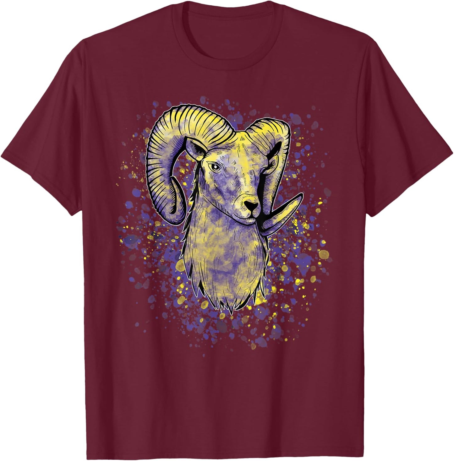Widderkopf Astrologie Tierkreiszeichen Sternzeichen Widder T-Shirt - T-Shirt | Maroon