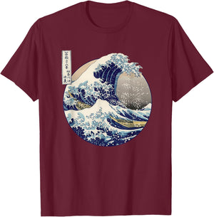 Kanagawa Japanese The great wave t T-Shirt - T-Shirt | Maroon