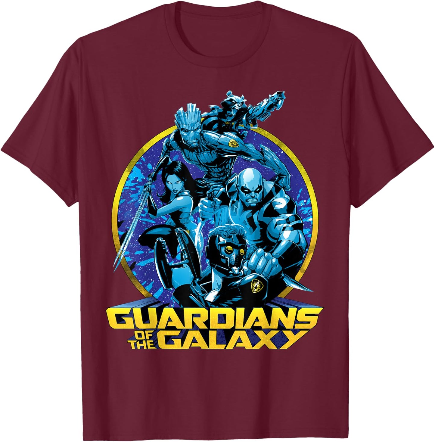 Marvel Guardians of the Galaxy Defend Graphic , Black, S T-Shirt - T-Shirt | Maroon