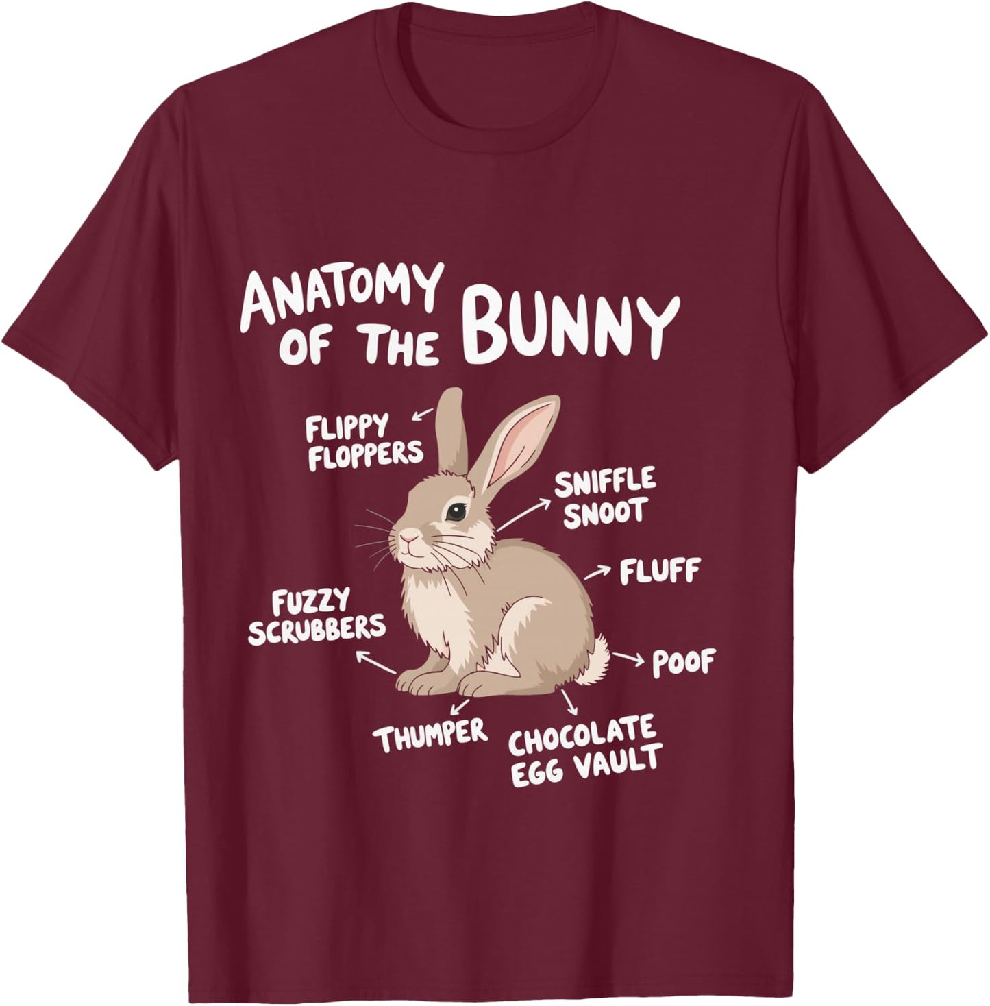 Rabbit Anatomy Bunny Lover Animal Pet Owner T-Shirt - T-Shirt | Maroon