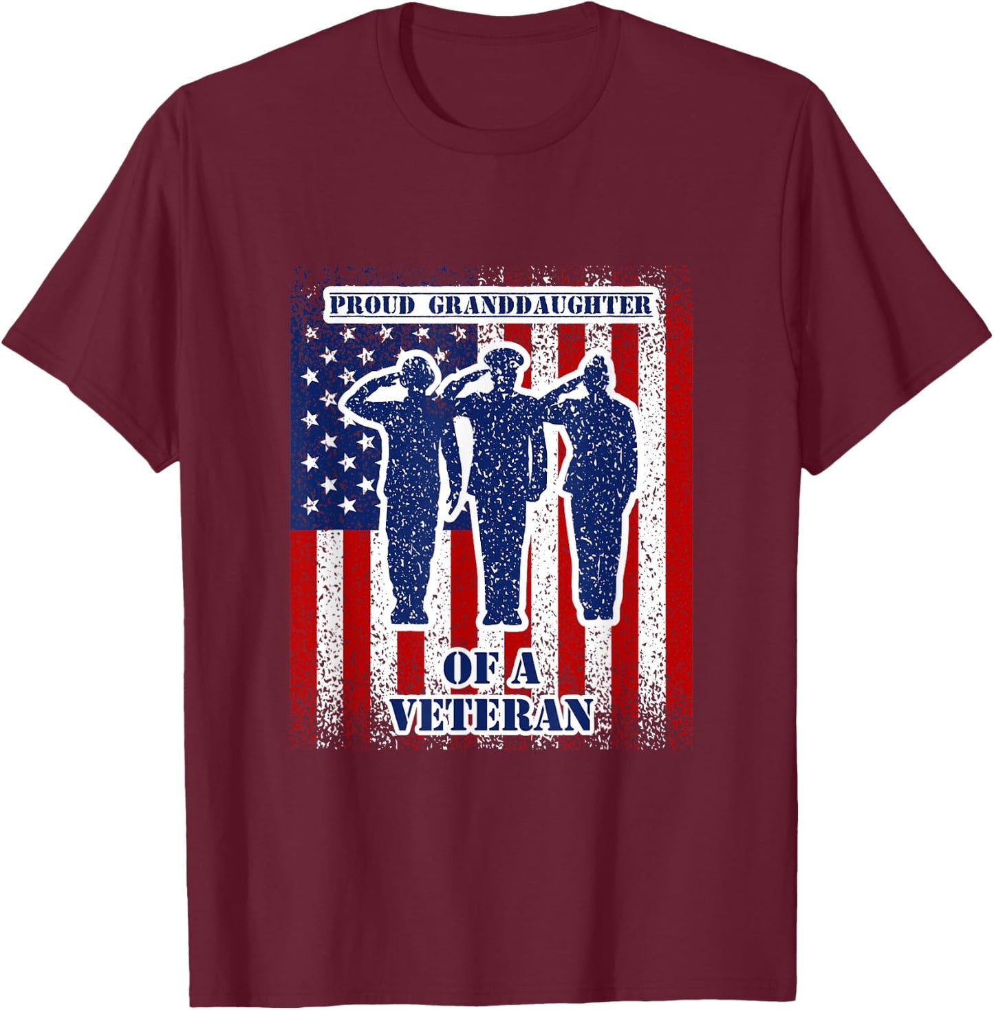 Proud Granddaughter of a Veteran US Flag Apparel T-Shirt - T-Shirt | Maroon