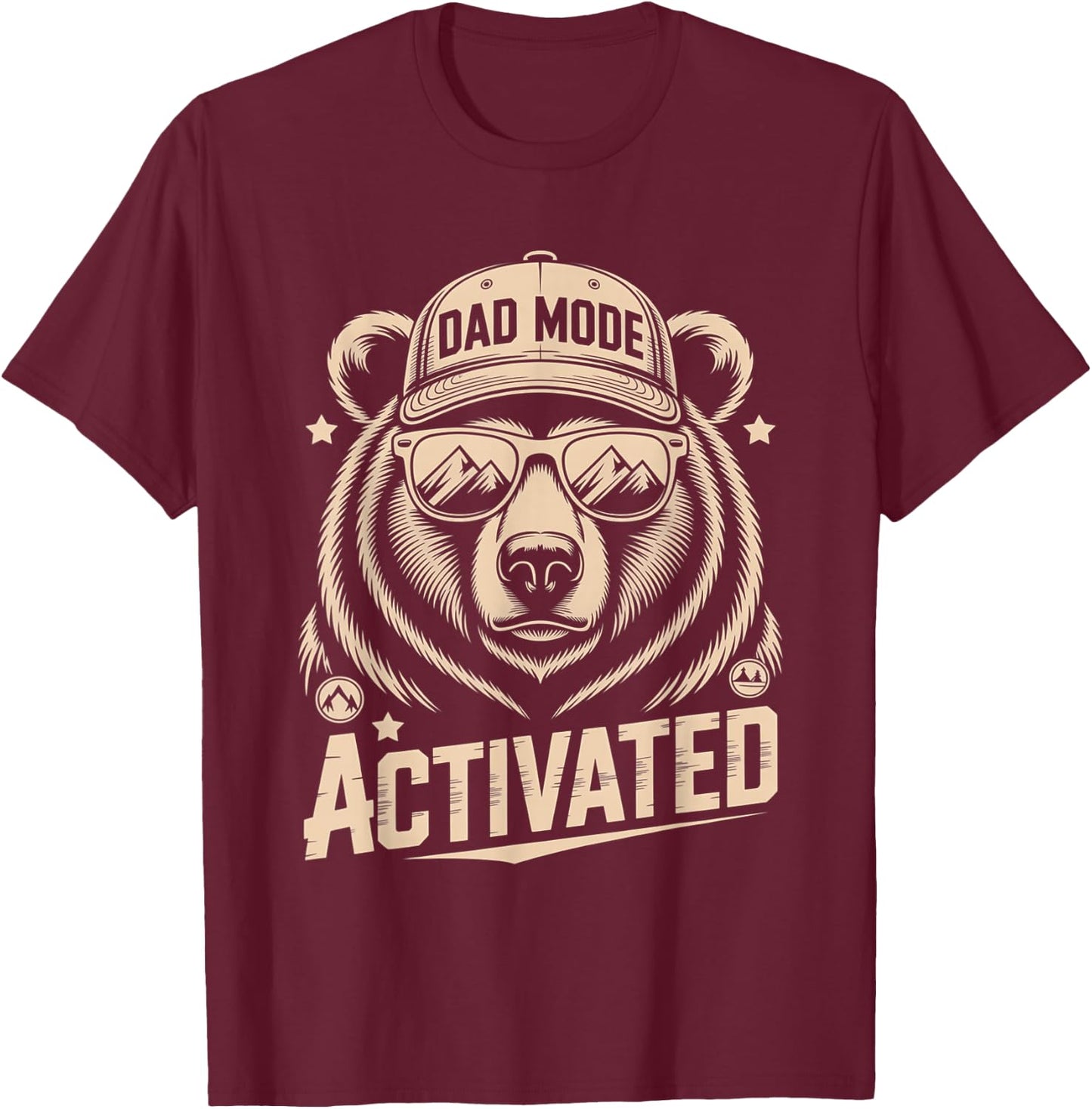Cool Bear Dad Mode Activated Fathers Day Theme T-Shirt - T-Shirt | Maroon