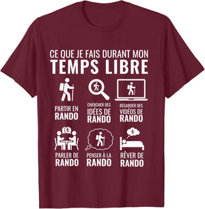 Idée Cadeau Noel Drôle Montagne Rando Temps Libre Randonnée Manche Longue T-Shirt - T-Shirt | Maroon