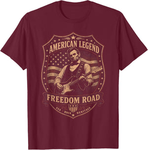 USA250 American Legend Freedom Road USA Rock Lincoln T-Shirt - T-Shirt | Maroon