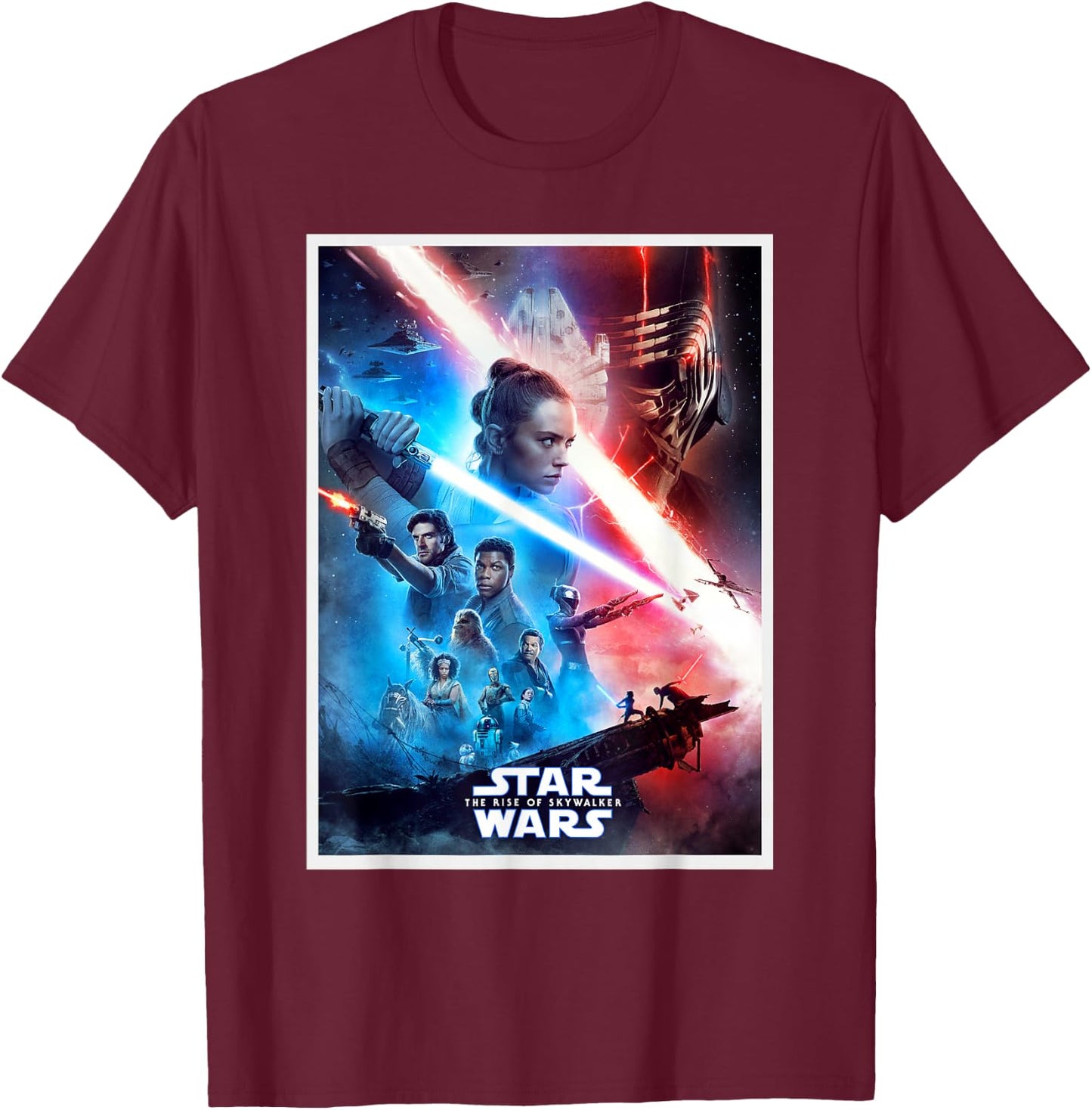 Star Wars The Rise of Skywalker Characters Movie Poster T-Shirt - T-Shirt | Maroon