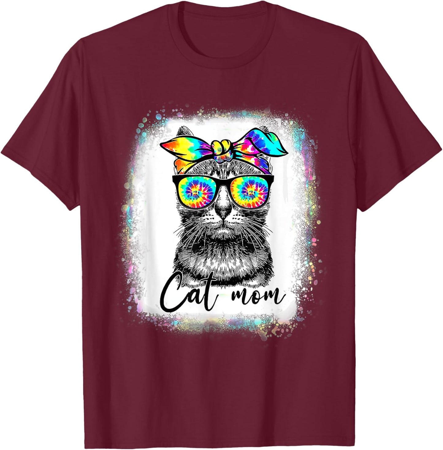 Best Cat Mom Ever Tie Dye Cat Mommy Mother's Day Catmother Women T-Shirt - T-Shirt | Maroon