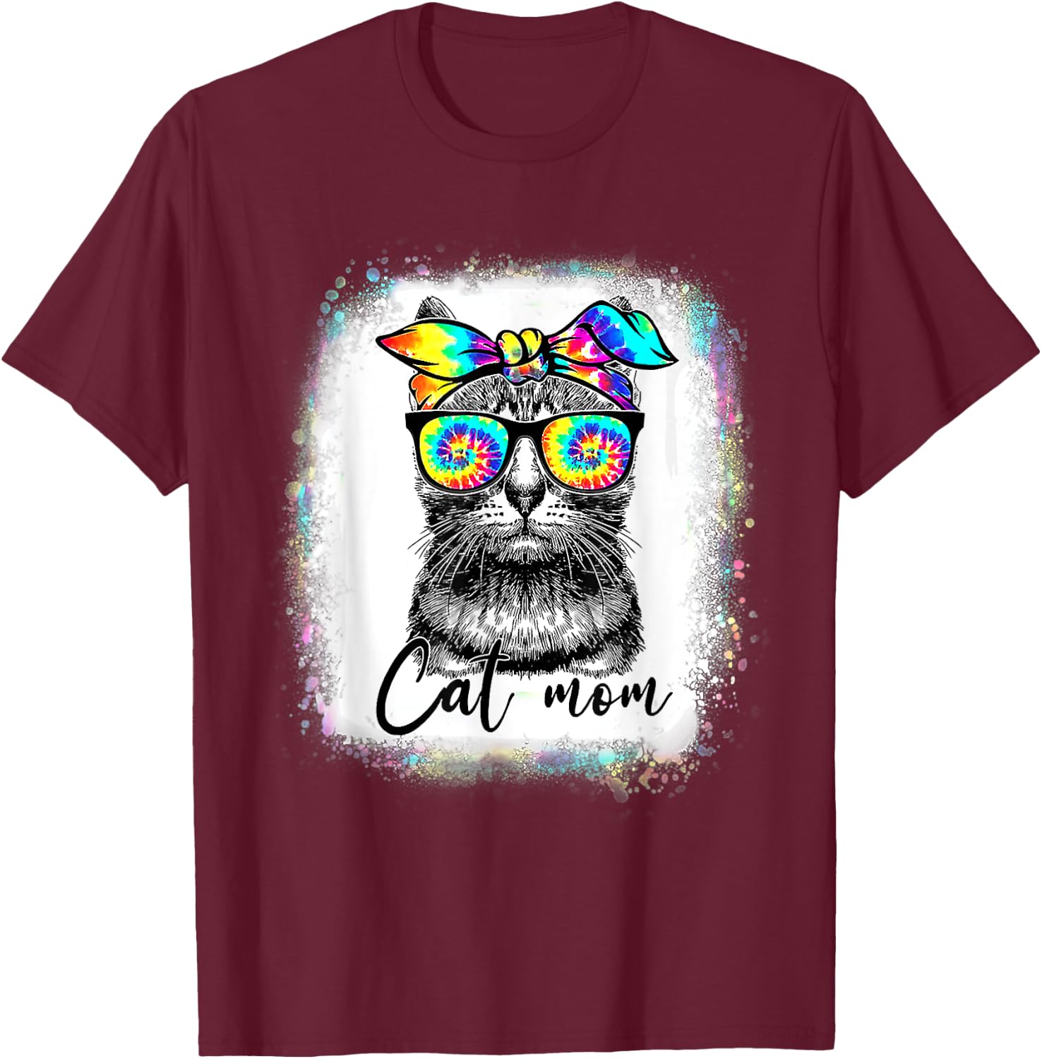 Best Cat Mom Ever Tie Dye Cat Mommy Mother's Day Catmother Women T-Shirt - T-Shirt | Maroon