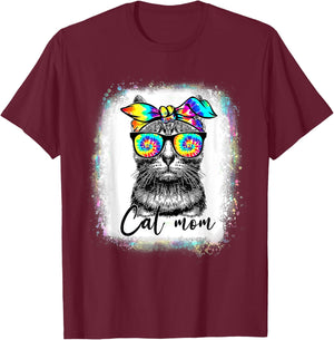 Best Cat Mom Ever Tie Dye Cat Mommy Mother's Day Catmother Women T-Shirt - T-Shirt | Maroon