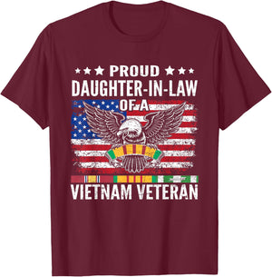 Proud Daughter-In-Law Of A Vietnam Veteran Family Matching T-Shirt - T-Shirt | Maroon