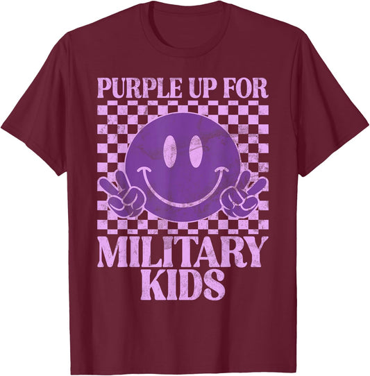 Purple Up For Military Kids, Militärkind, Violett T-Shirt - T-Shirt | Maroon